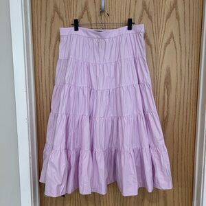 J. Crew Lavender Cotton Poplin Tiered A-Line Midi Skirt